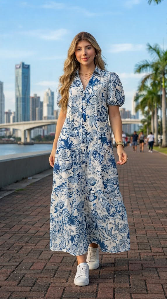Vestido Azul Floral / SH104