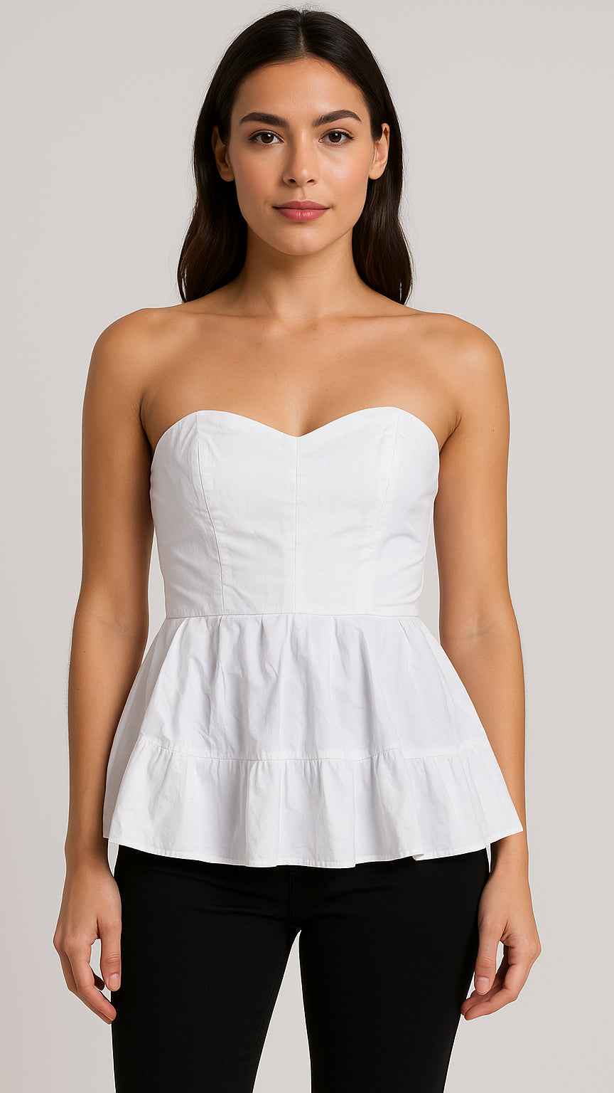 Top blanco strapless con vuelo peplum AOMEI / AO60 image 0