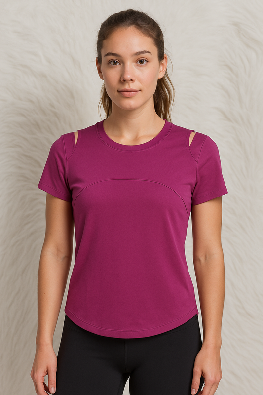 Camiseta básica fucsia de manga corta / P331 image 0