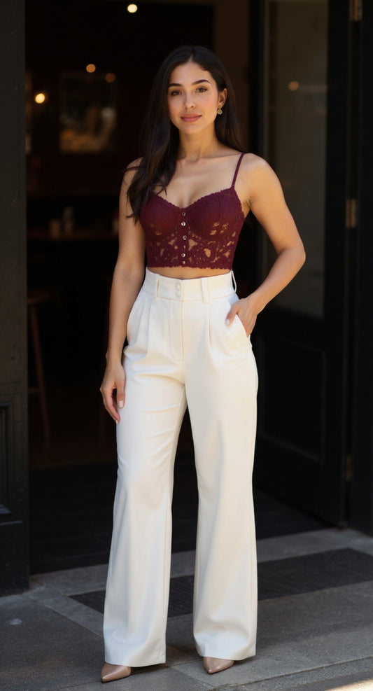 Pantalón blanco acampanado / P33 image 0