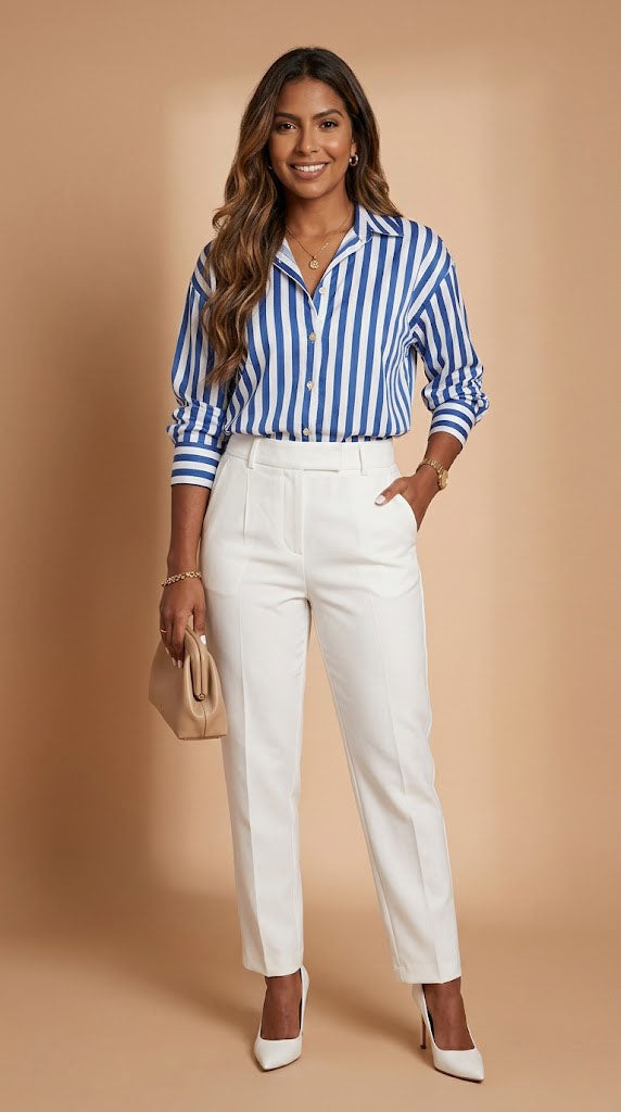 Blusa de Rayas con Cuello en V / ANB26072