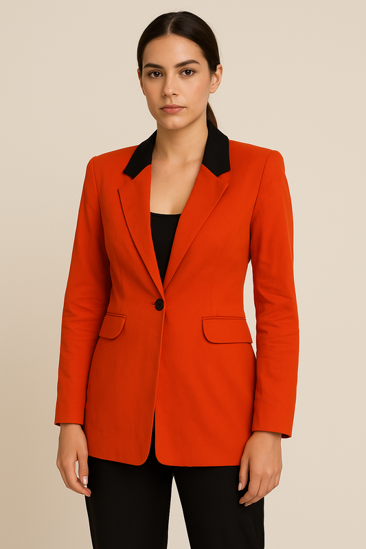 Blazer naranja con solapas negras / P66 image 0