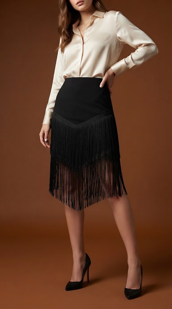 Falda corta con flequillos elegantes D&M / V459
