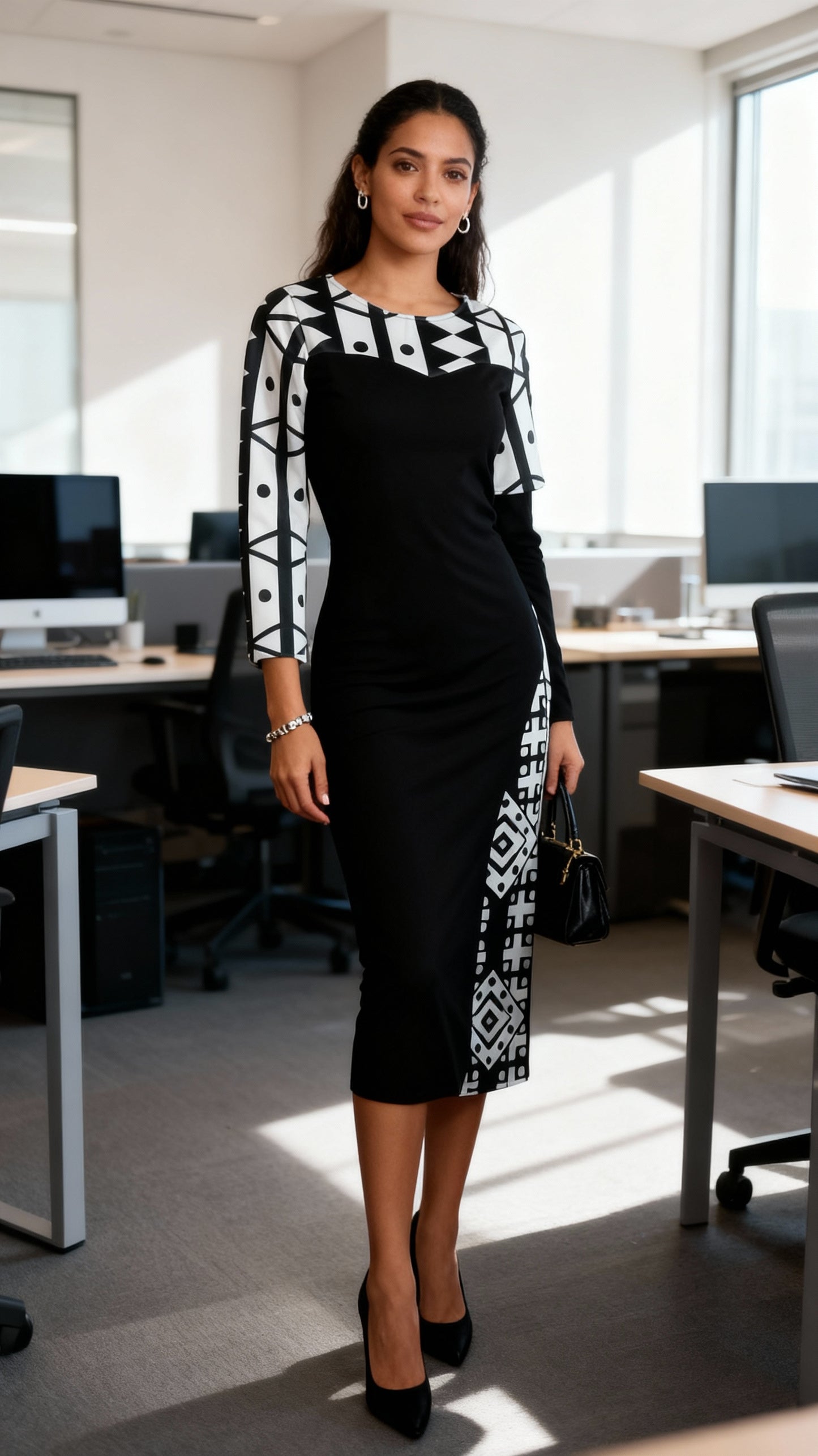 Vestido blanco/negro estampado / AO152 image 2