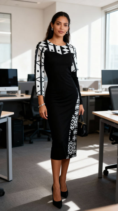 Vestido blanco/negro estampado / AO152 image 2