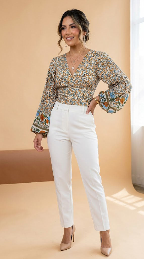 Blusa Estampada con Escote en V / ANB26070
