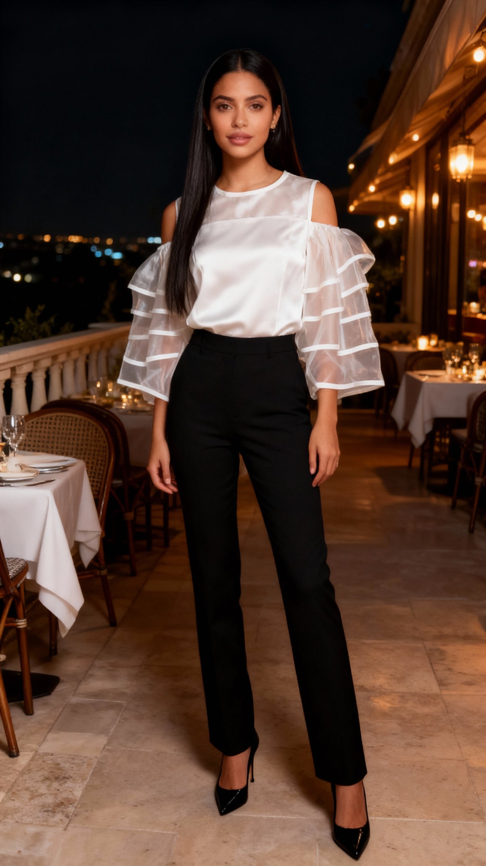 Blusa manga globo satinada / AO128 image 2