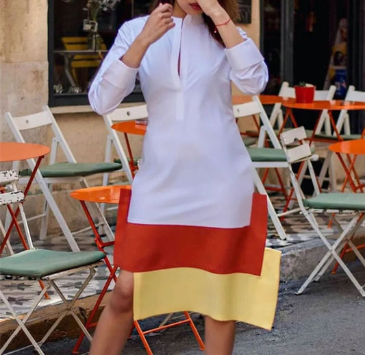 Vestido de bloques de color con corte relajado / AO21 image 1