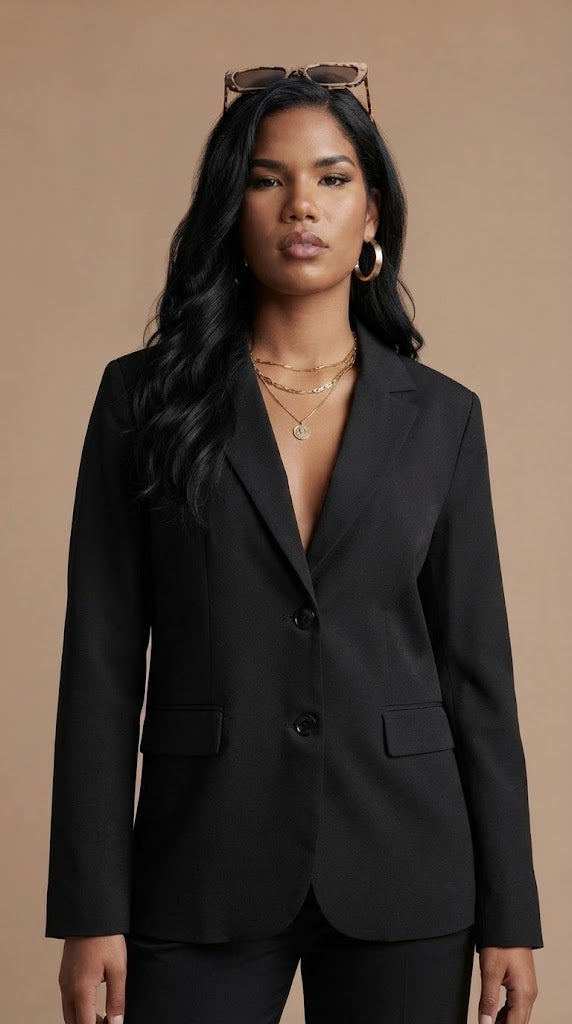 Blazer Negro Oversize Elegante / ANBL2643