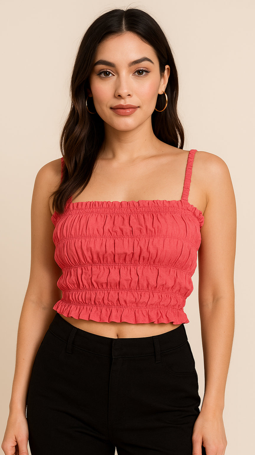 Top rojo smock con tirantes D&M / V379 image 0