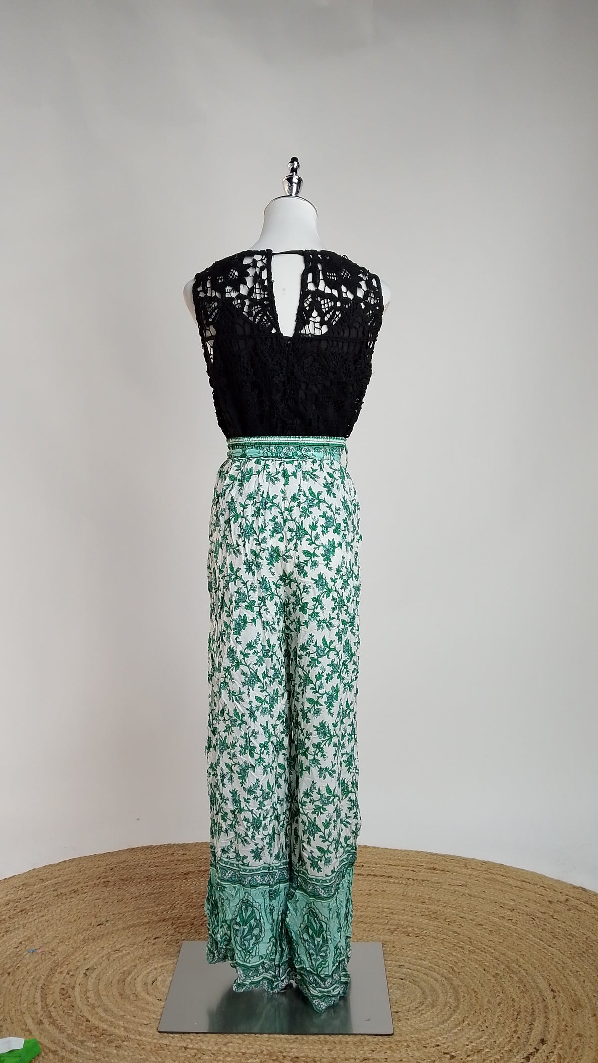 Pantalón palazzo verde floral / ANE1001-69