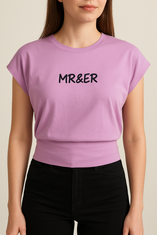 Camiseta lila con print "MR&ER" /P368 image 0