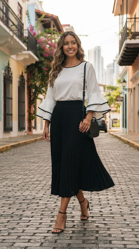 Blusa Blanco y Negro Elegante / SH100