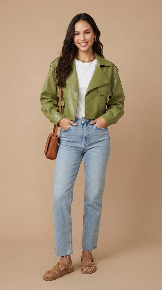 Jacket Cuero Verde / V31