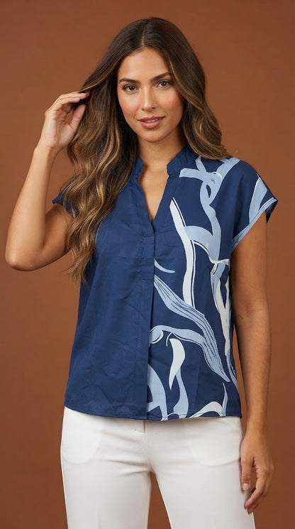 Blusa azul estampada / L22A