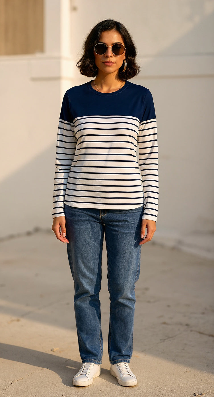 Blusa a Rayas Azul/S42     L,XL image 1