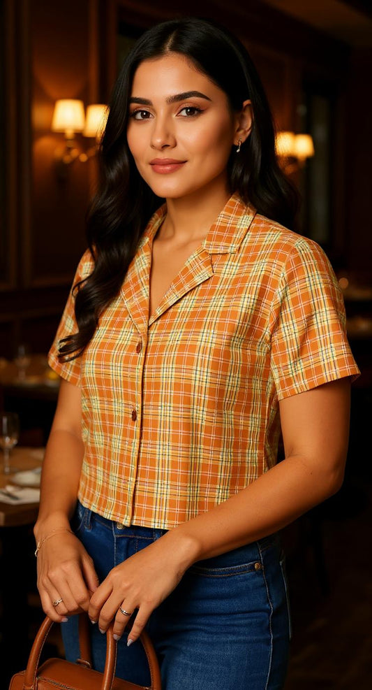 Camisa cuadros naranja / P315 image 0