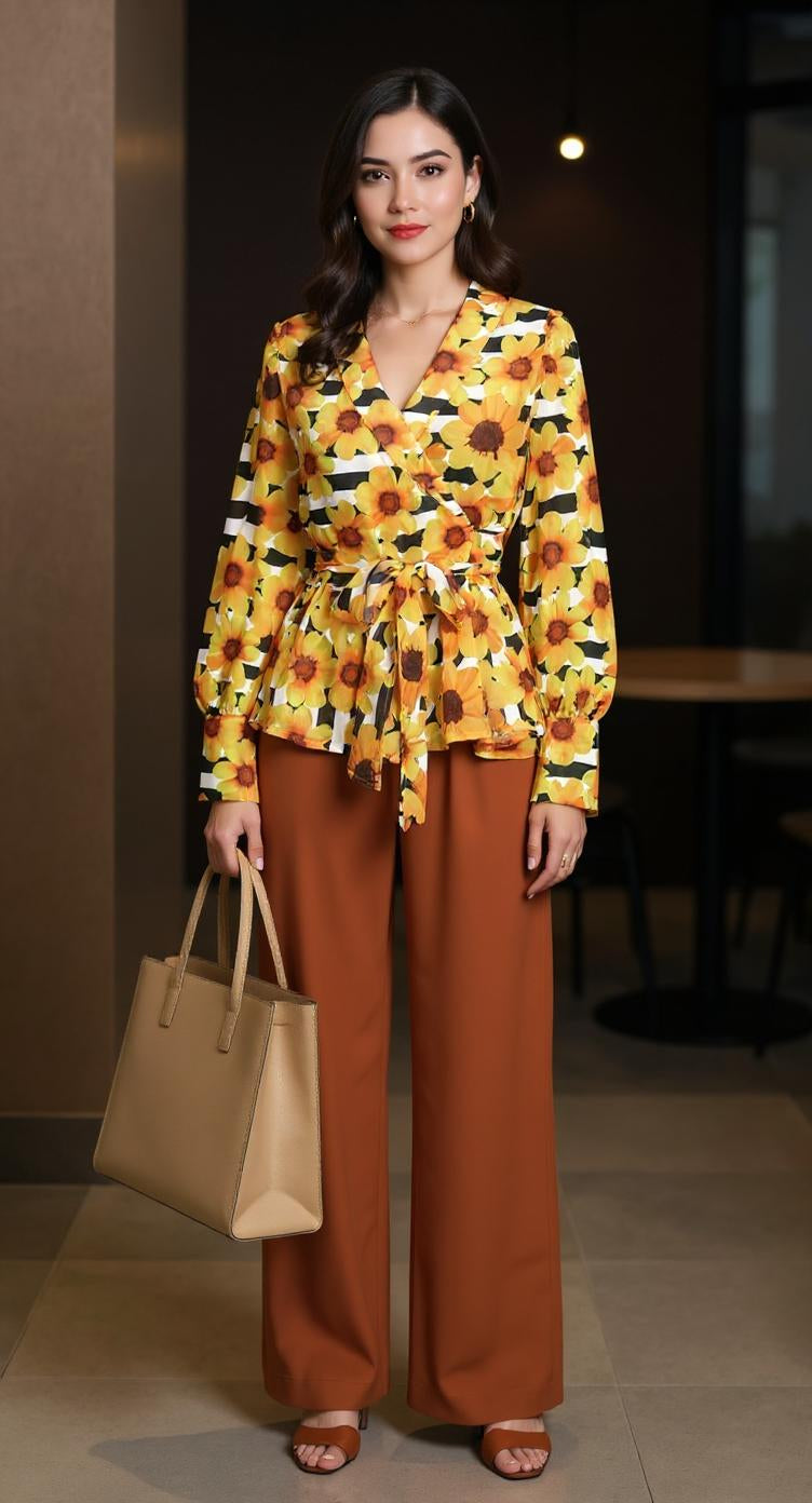 Blusa amarilla con estampado floral / AO4 image 0