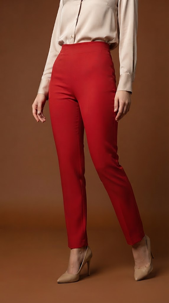 Pantalón rojo de talle alto / AO28
