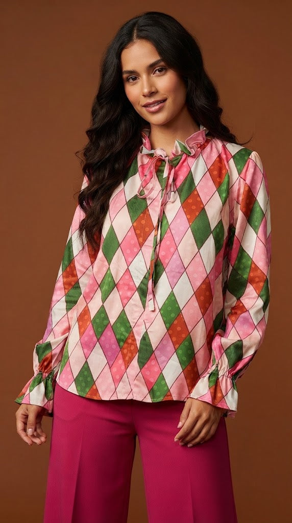Blusa rombos rosados / AO110