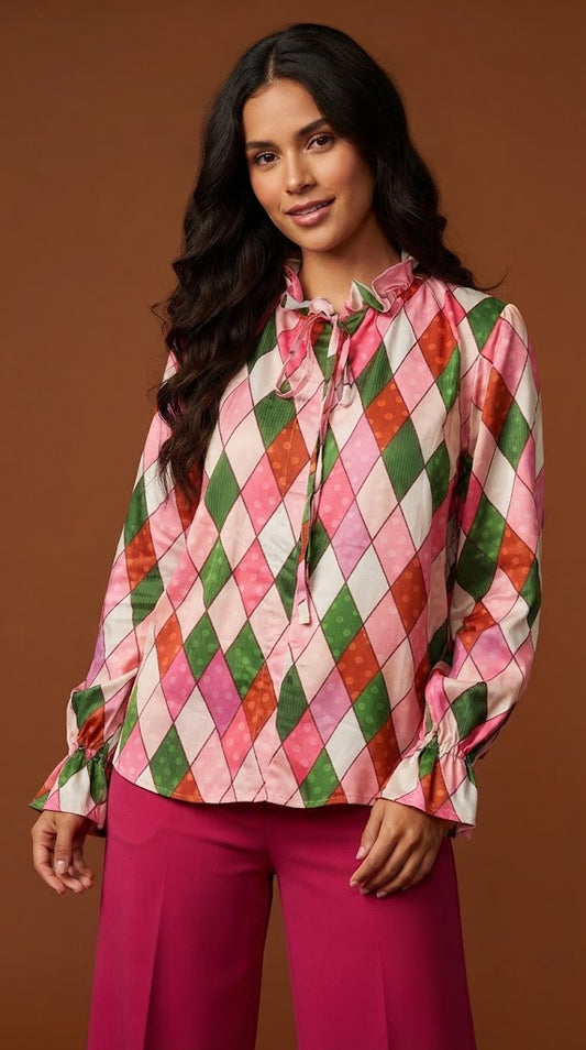 Blusa rombos rosados / AO110