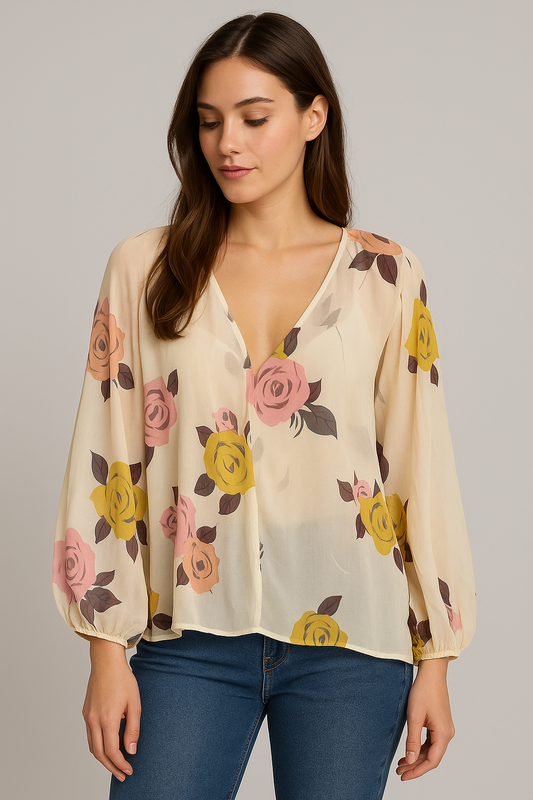 Blusa transparente estampada floral AOMEI / AO51 image 0
