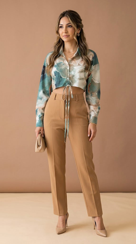 Blusa Estampada con Nudo Frontal / ANB26054