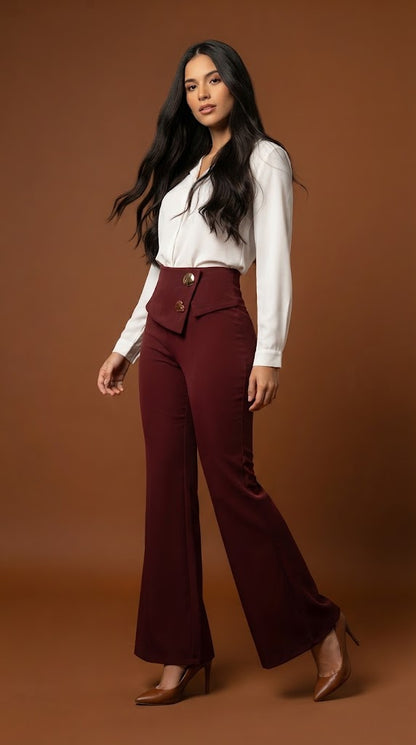 Pantalón rojo vino elegante / ANE1001-40