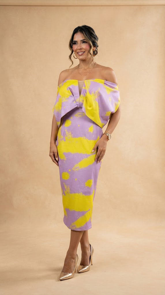 Vestido morado estampado floral AOMEI / AO77