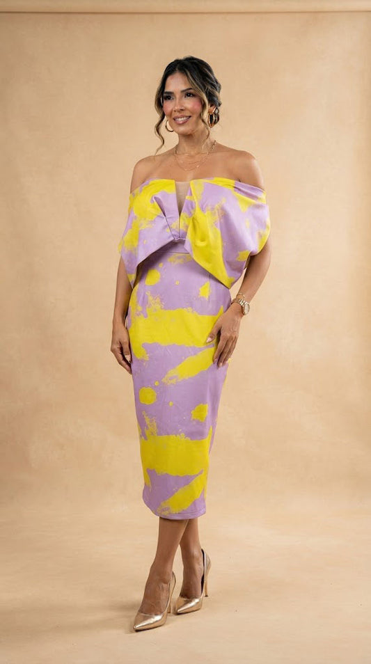 Vestido morado estampado floral AOMEI / AO77