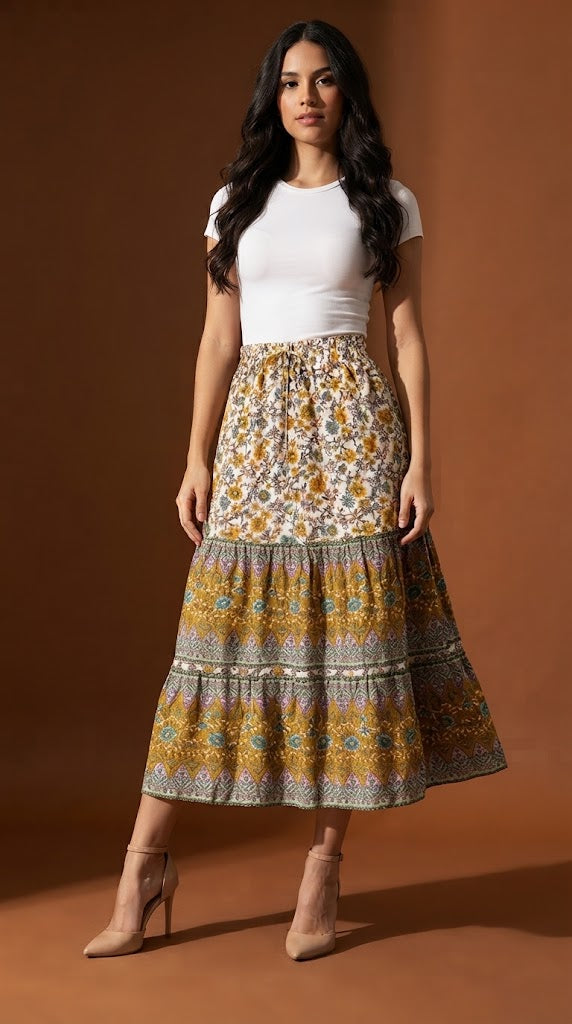 Falda Boho Estampada Multicolor / ANF04