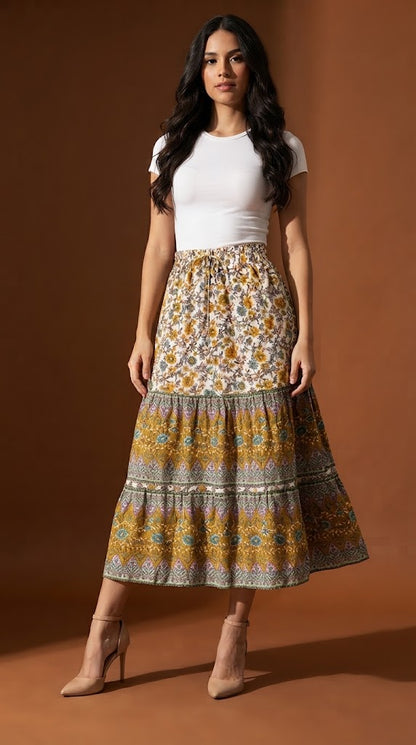 Falda Boho Estampada Multicolor / ANF04