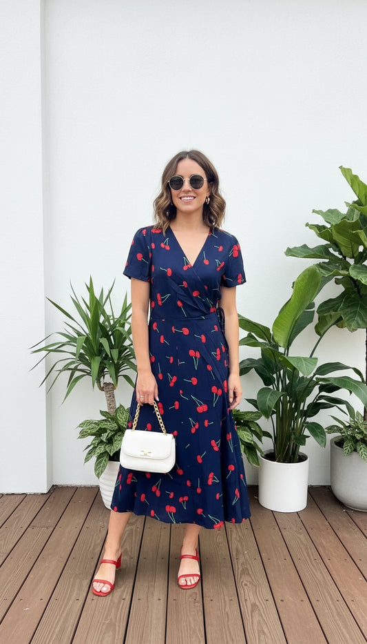 Vestido azul marino con corazones rojos /ANV03 image 0