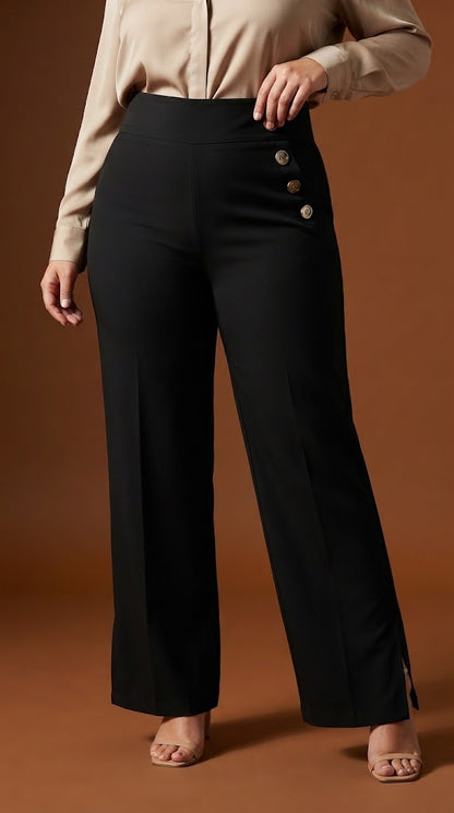 Pantalón negro con detalle dorado / ANE1001-30