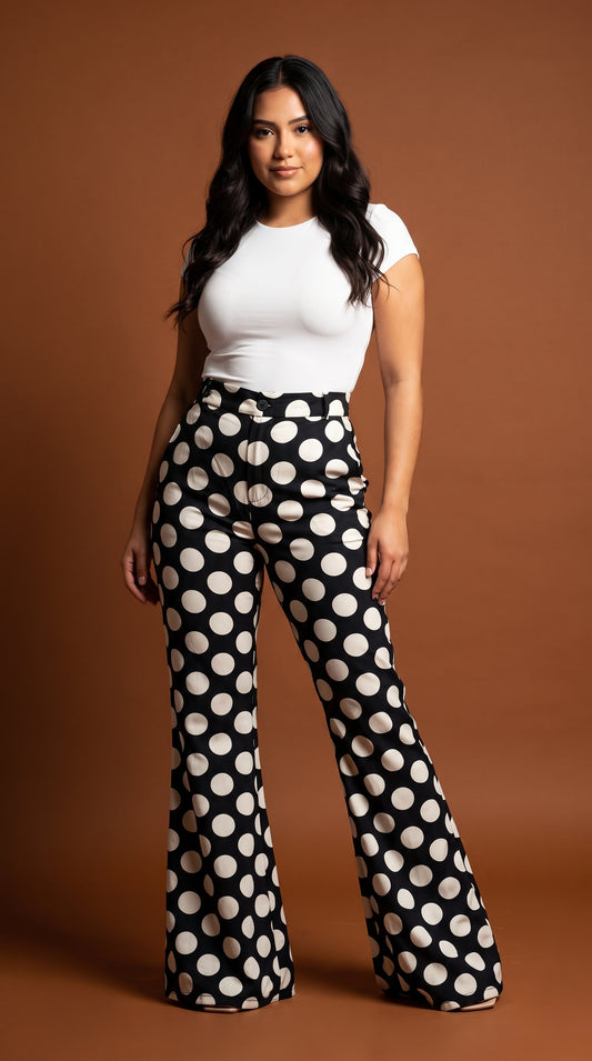 Pantalón acampanado lunares negro / ANE1001-74