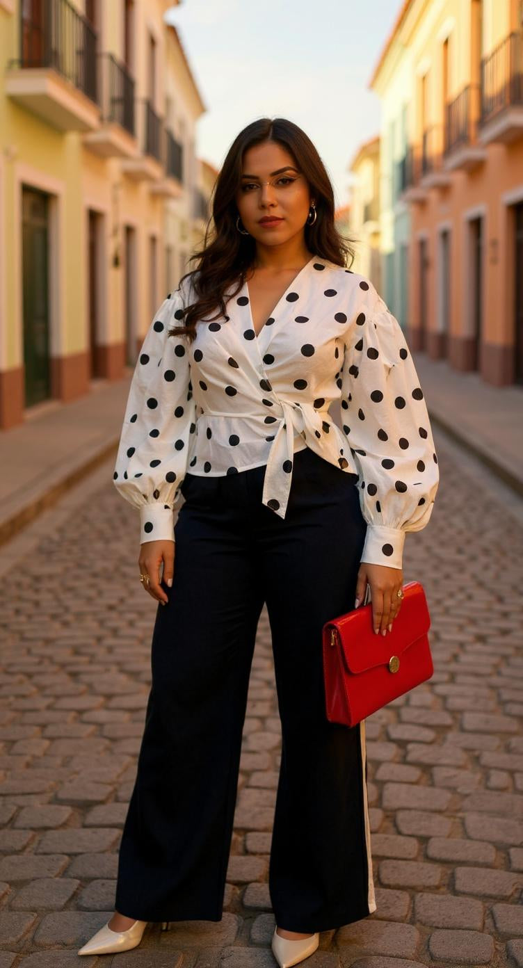 Blusa blanca de lunares con lazo AOMEI / AO75 image 1