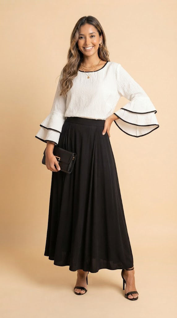 Blusa Blanco y Negro Elegante / SH100
