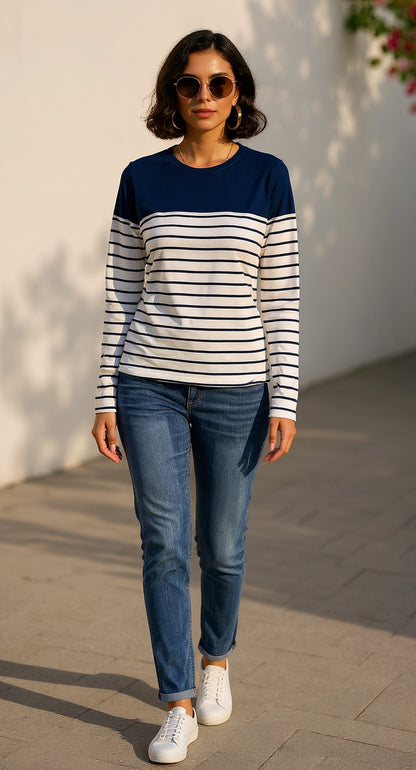 Blusa a Rayas Azul/S42     L,XL image 0