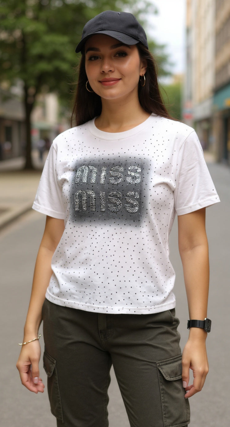 Camiseta blanca “Miss” / P378 image 1