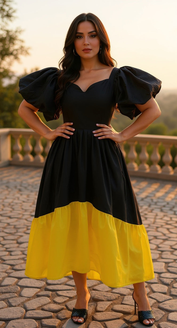 Vestido negro con mangas globo/ AO22 image 0