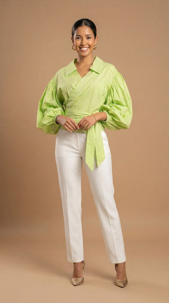 Blusa verde con lazo / AO124