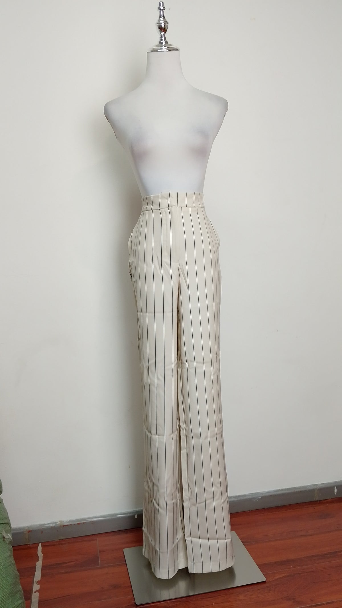 Pantalón wide-leg rayado beige / ANE1001-79
