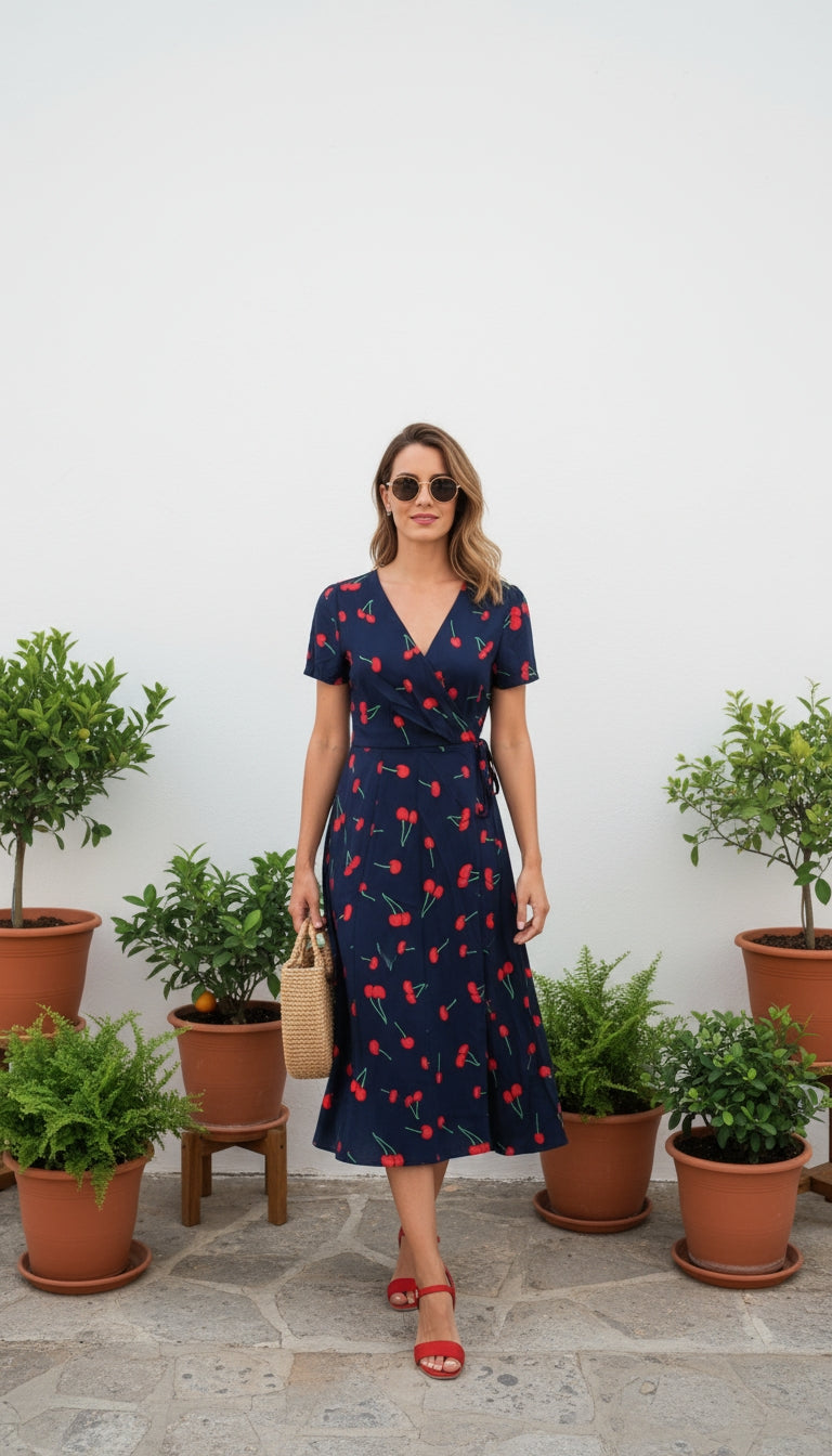 Vestido azul marino con corazones rojos /ANV03 image 1