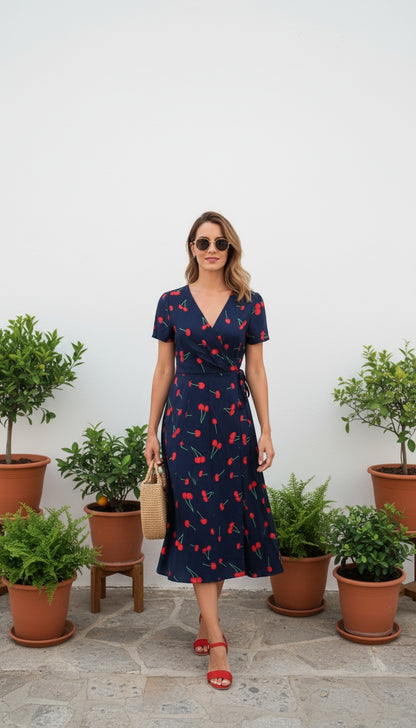 Vestido azul marino con corazones rojos /ANV03 image 1