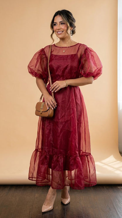 Vestido rojo satín / AO142