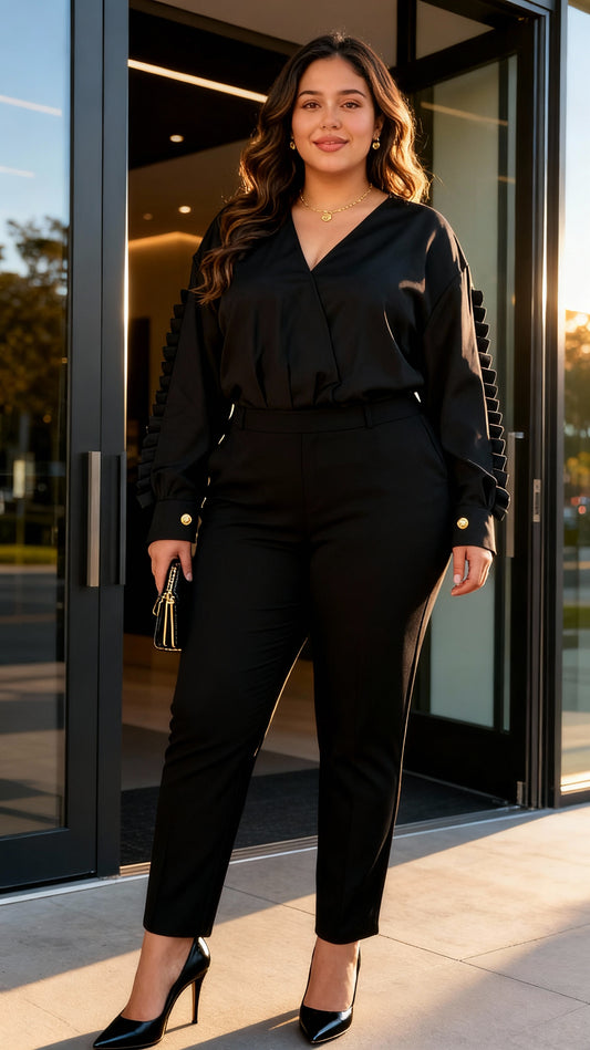 Blusa negra  escote cruzado / AO42 image 0