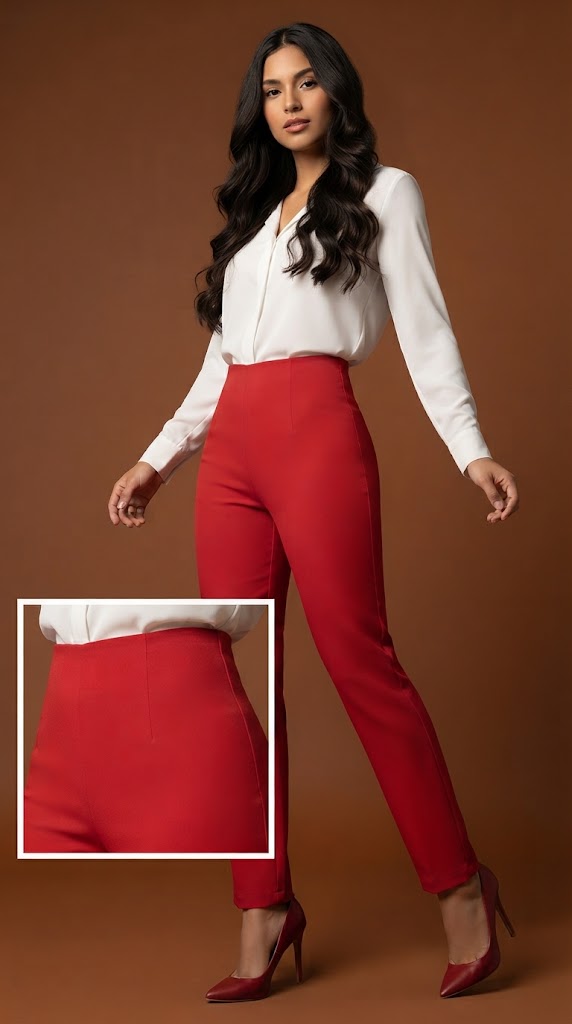Pantalón rojo de talle alto / AO28