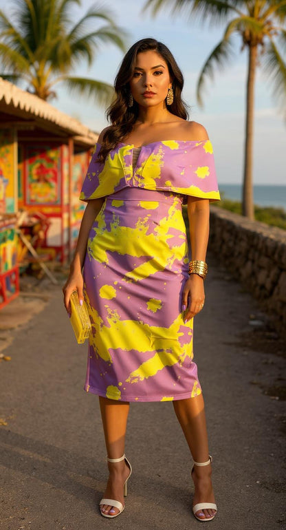 Vestido morado estampado floral AOMEI / AO77 image 0