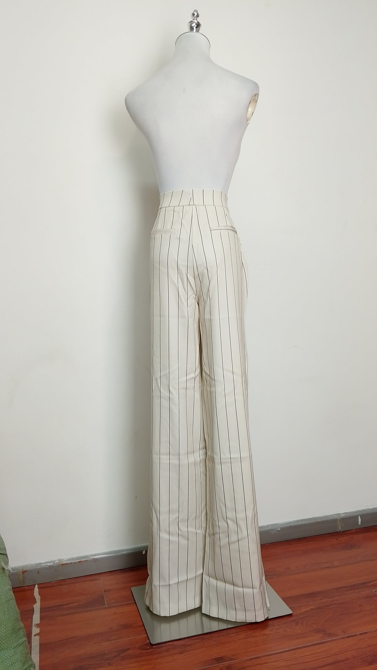 Pantalón wide-leg rayado beige / ANE1001-79