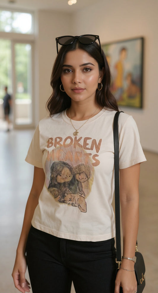 Camiseta beige “Broken” / P379 image 0